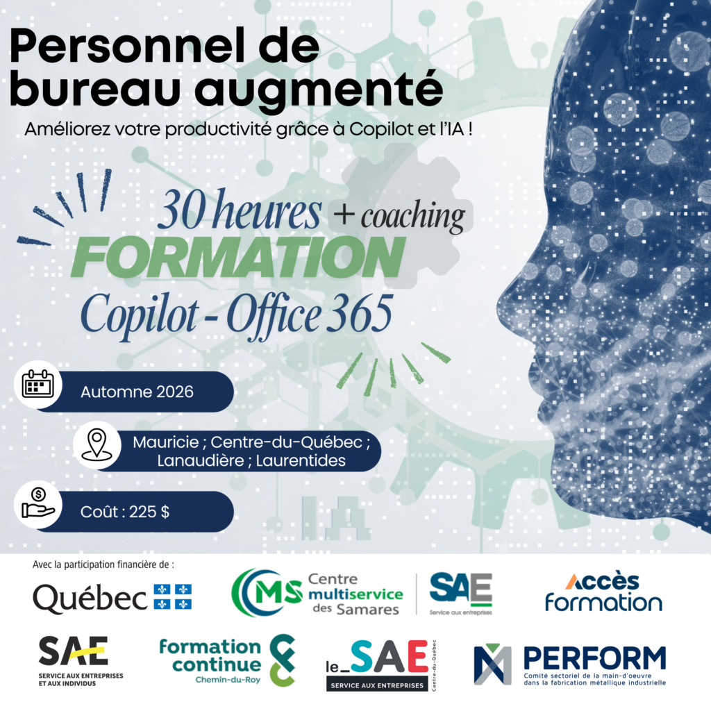 Formation subventionnée en intelligence artificielle pour le personnel administratif 2 Personnel bureau augmente IA Copilot Microsoft365